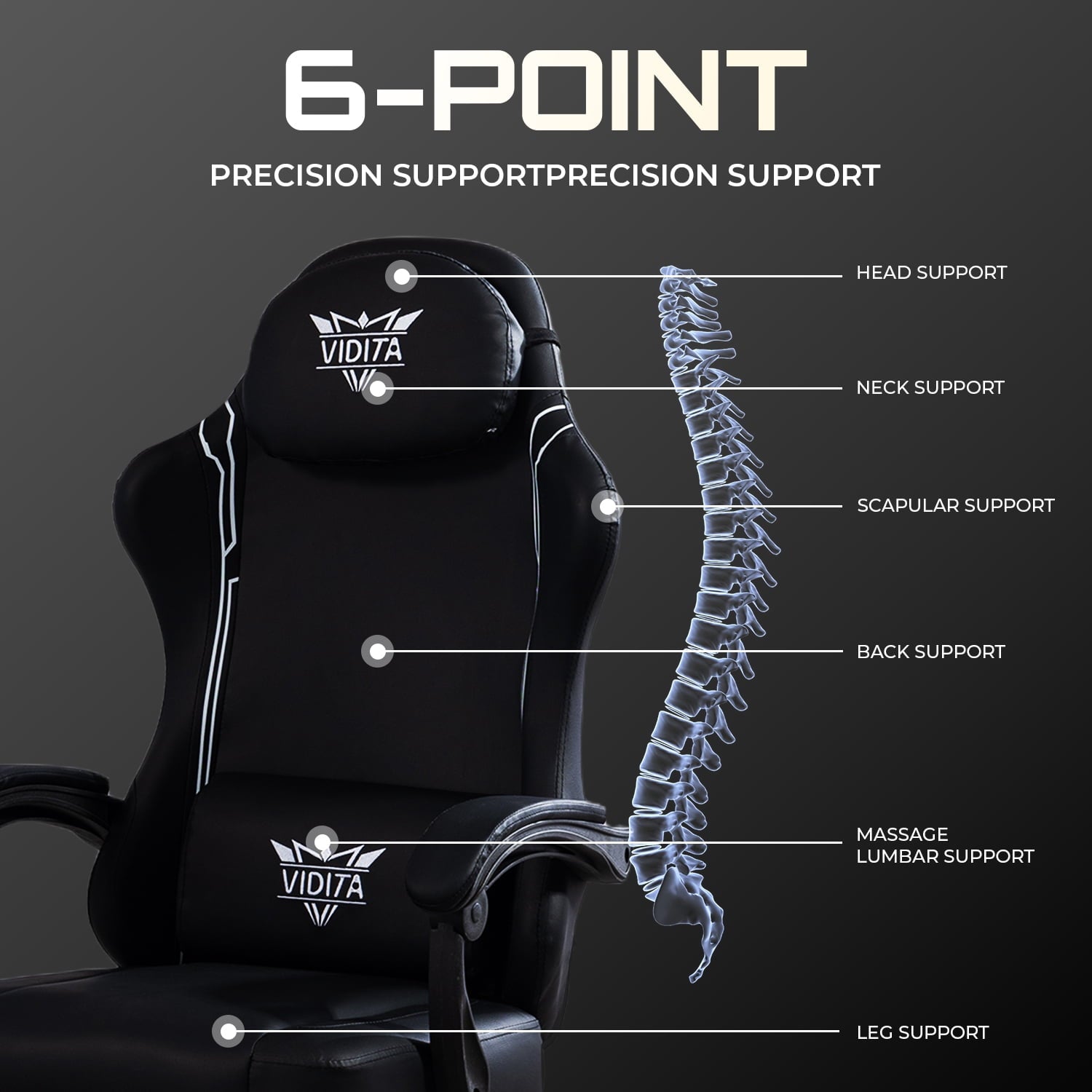 Alvantor Gaming Chair with Footrest & Massage, High Back PU Leather, Black/Blue/Red