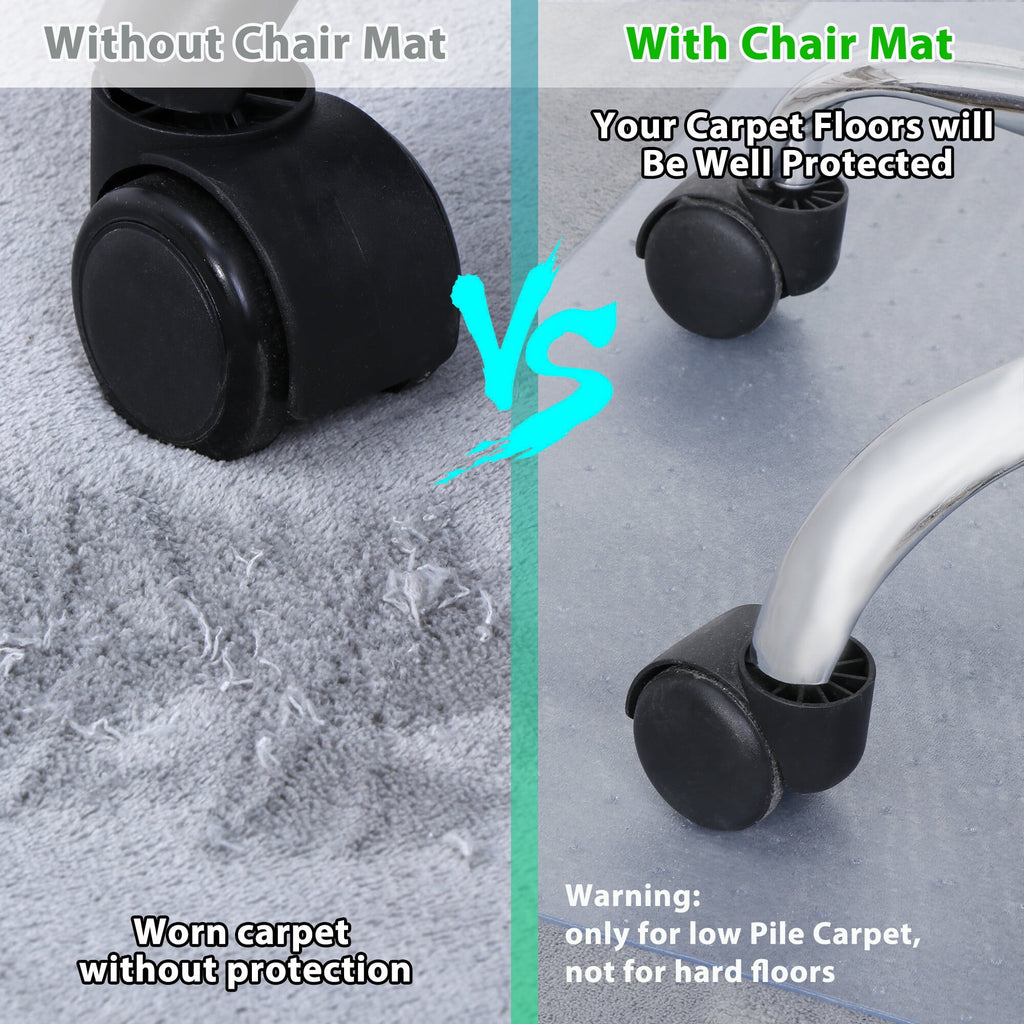 ZenSports 46"W x 60"L Clear PVC Chair Mat Office Mat for Carpet W/Cleats, Phthalate Free