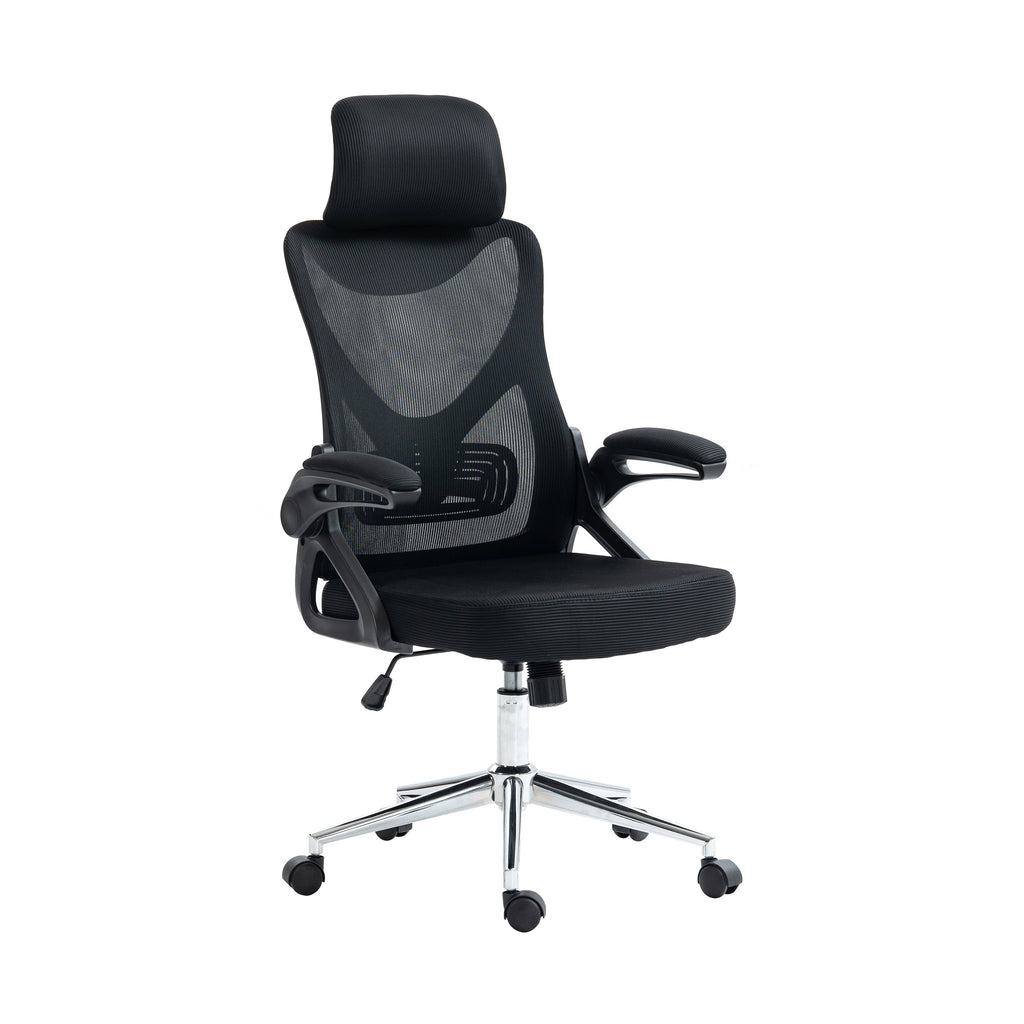 Techni Mobili Essential Ergonomic Office Chair with Lumbar Support & Adjustable Headrest, Black RTA-3263C-BK