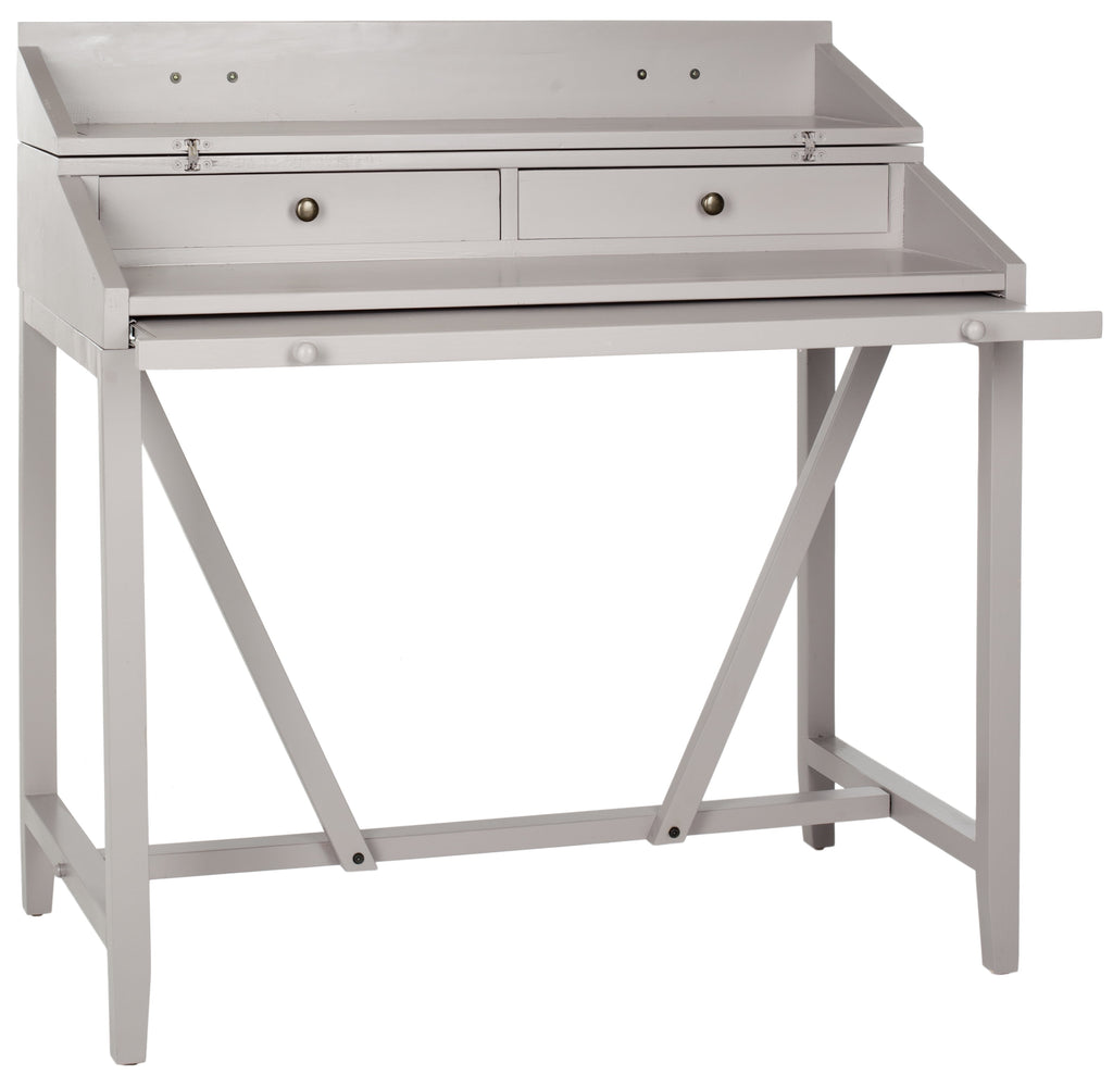 SAFAVIEH Wyatt Industrial Rustic Writing Desk w/ Pull Out, Quartz Grey