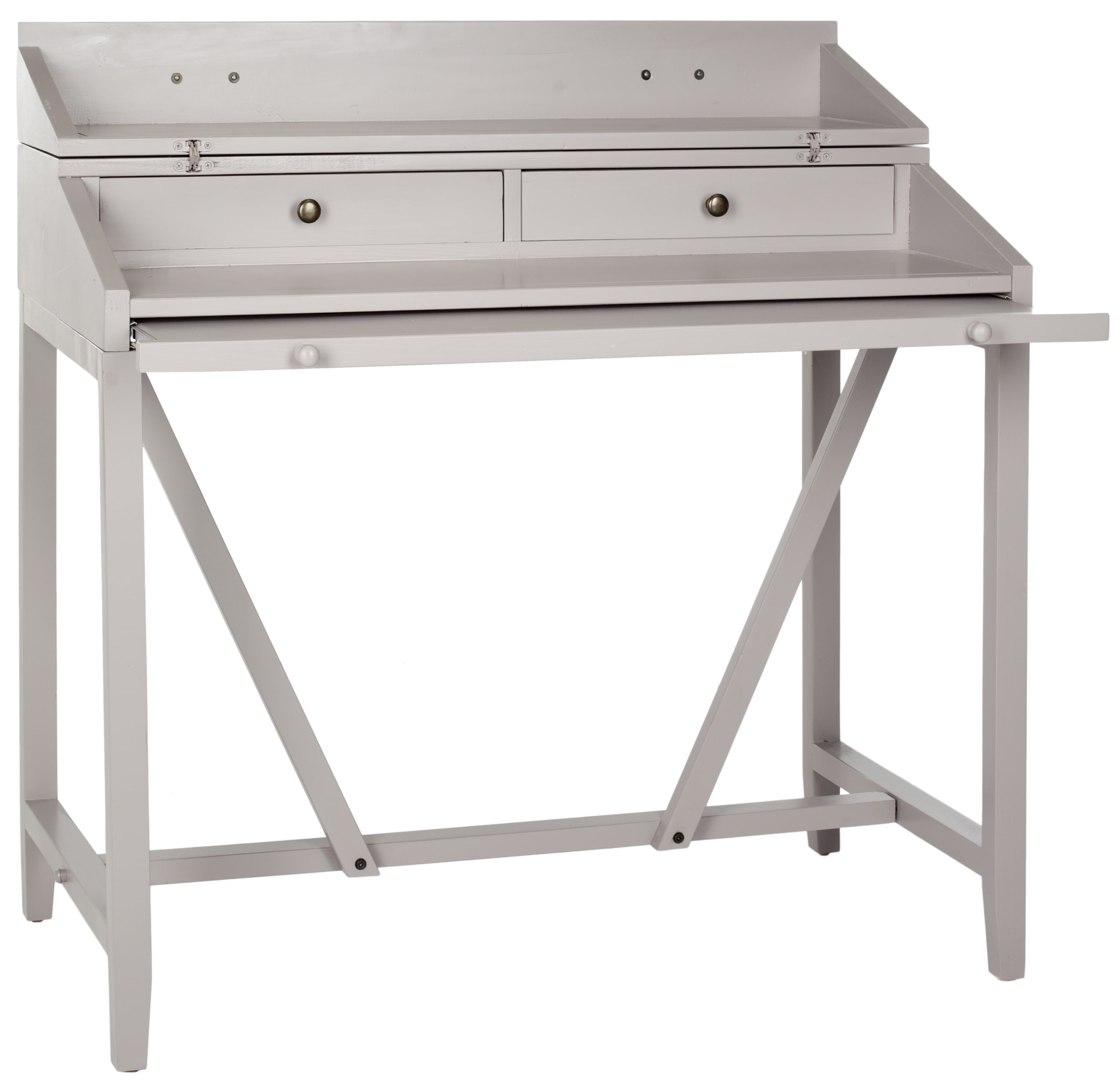 SAFAVIEH Wyatt Industrial Rustic Writing Desk w/ Pull Out, Quartz Grey