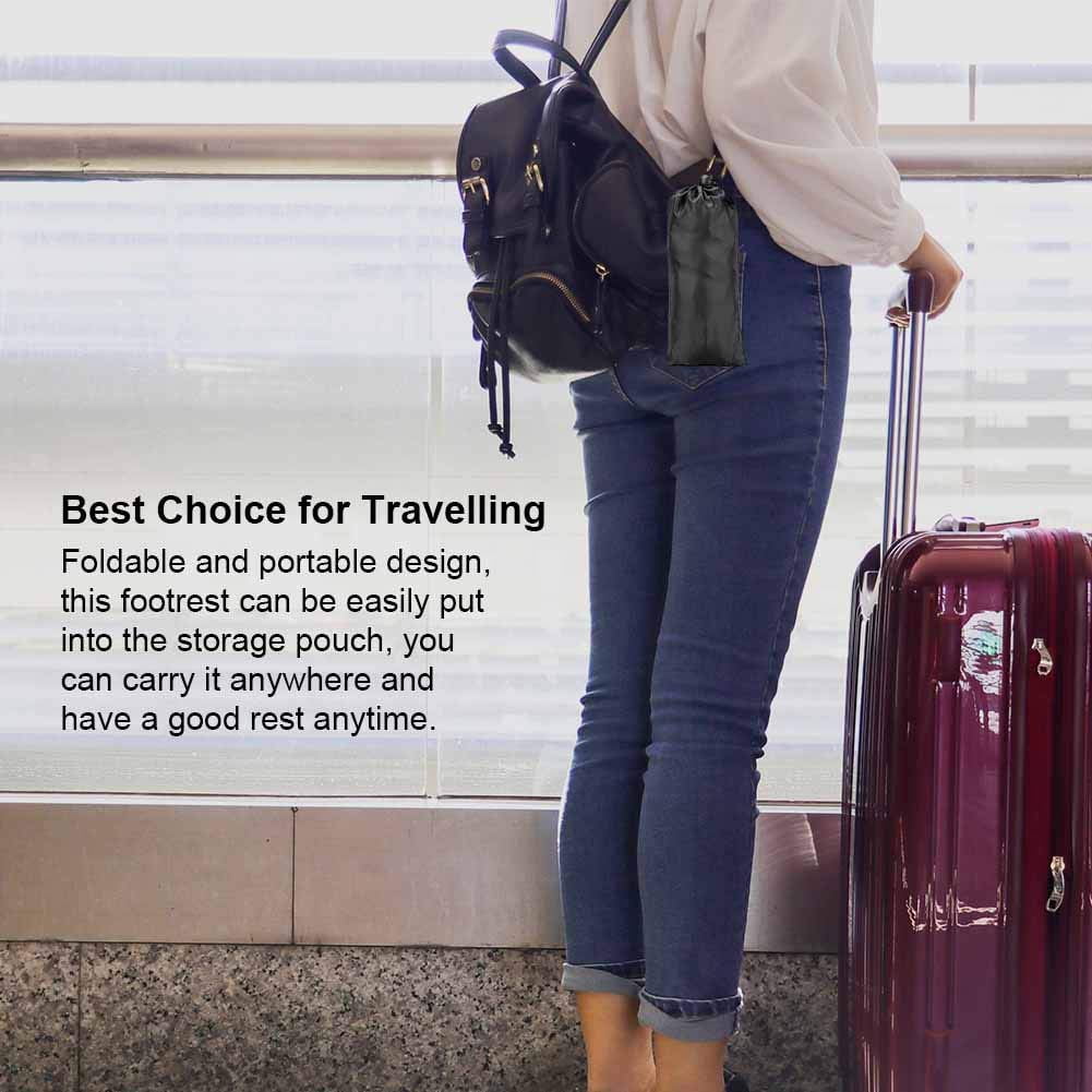 QiShi Airplane Footrest, Premium Memory Foam Portable Foot Hammock Adjustable Sling Foot Rest for Plane, Train, Travel, Office,-2PACK