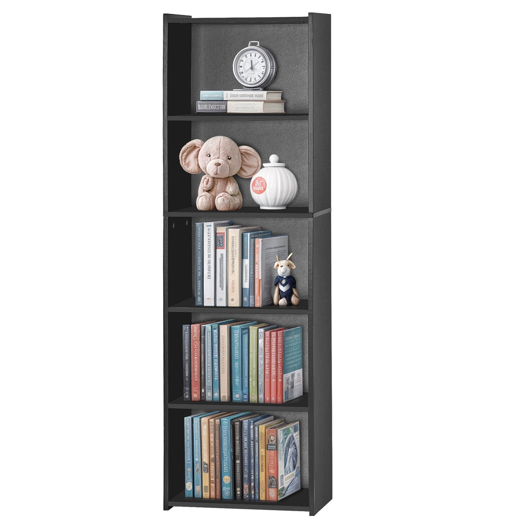 ZENSTYLE 5 Tier Bookcase Bookshelf Storage Wall Shelf Organizer Display Stand Home Office Black