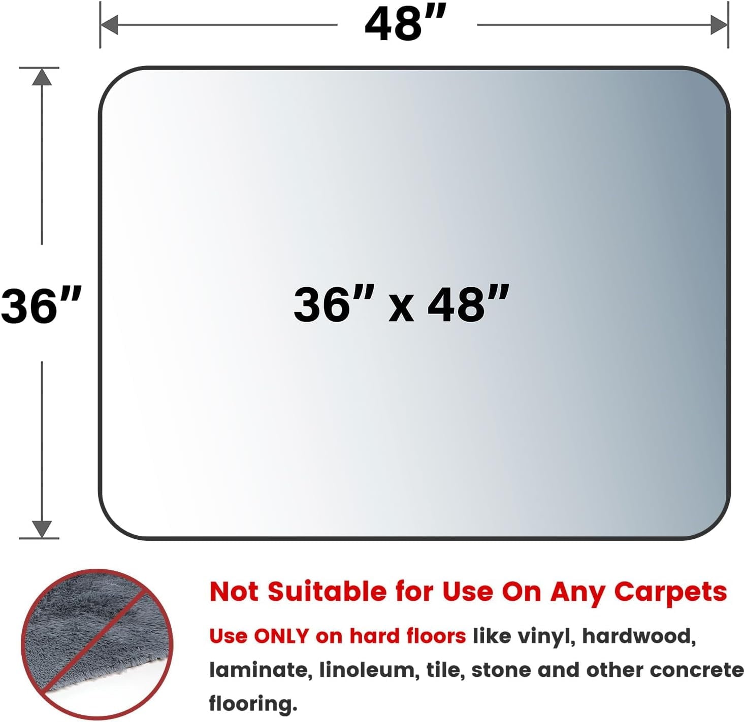 Yecaye PVC Heavy Duty Desk Chair Floor Mat for Hardwood Floor 36" x 48", Home Office Protector Mat, Clear